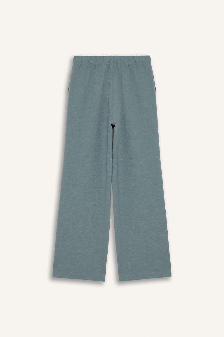 Wide Leg Elastic Waist Pocketed Trousers