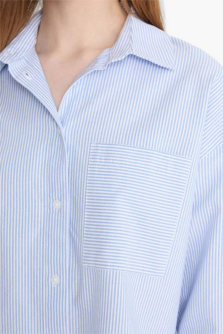 قميص طويل أوكسفورد قصة مريحة