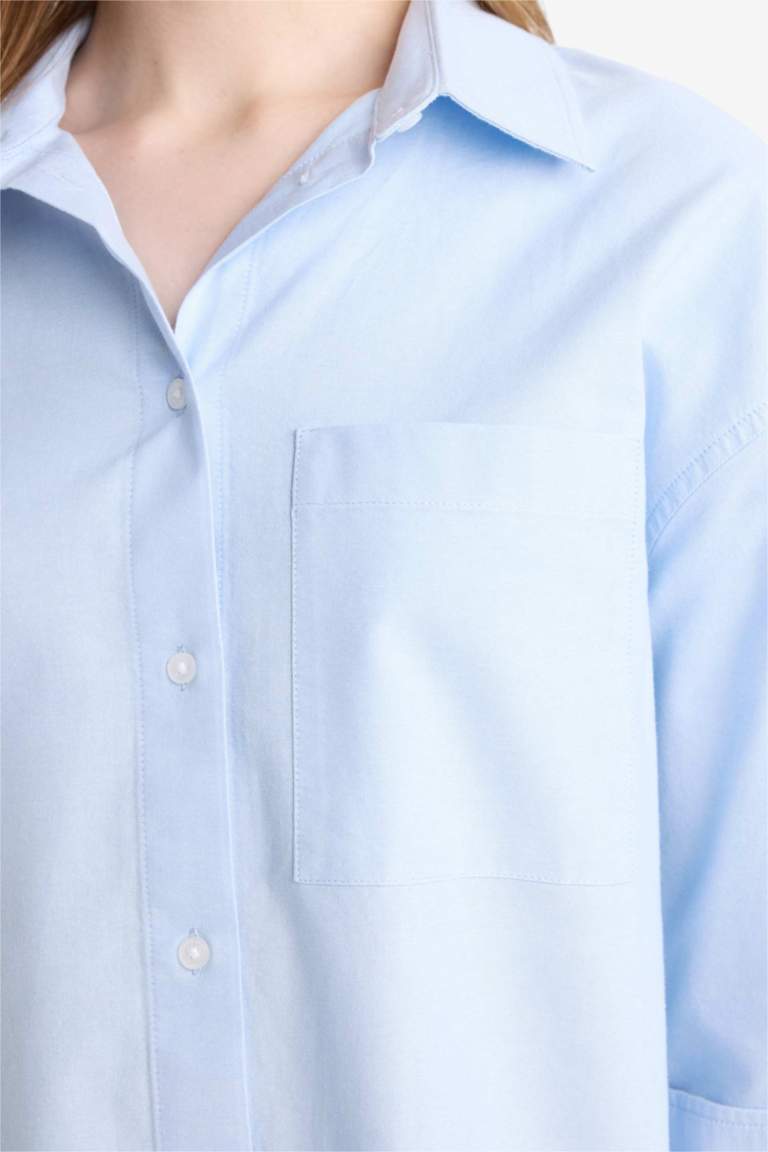 قميص طويل أوكسفورد قصة مريحة