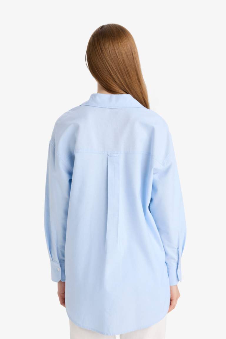 قميص طويل أوكسفورد قصة مريحة