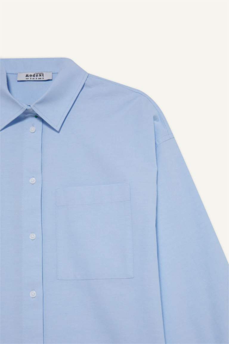 قميص طويل أوكسفورد قصة مريحة