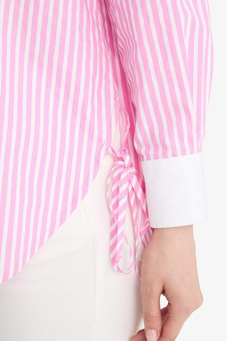 قميص طويل ردن طويل بوبلين قصة مريحة