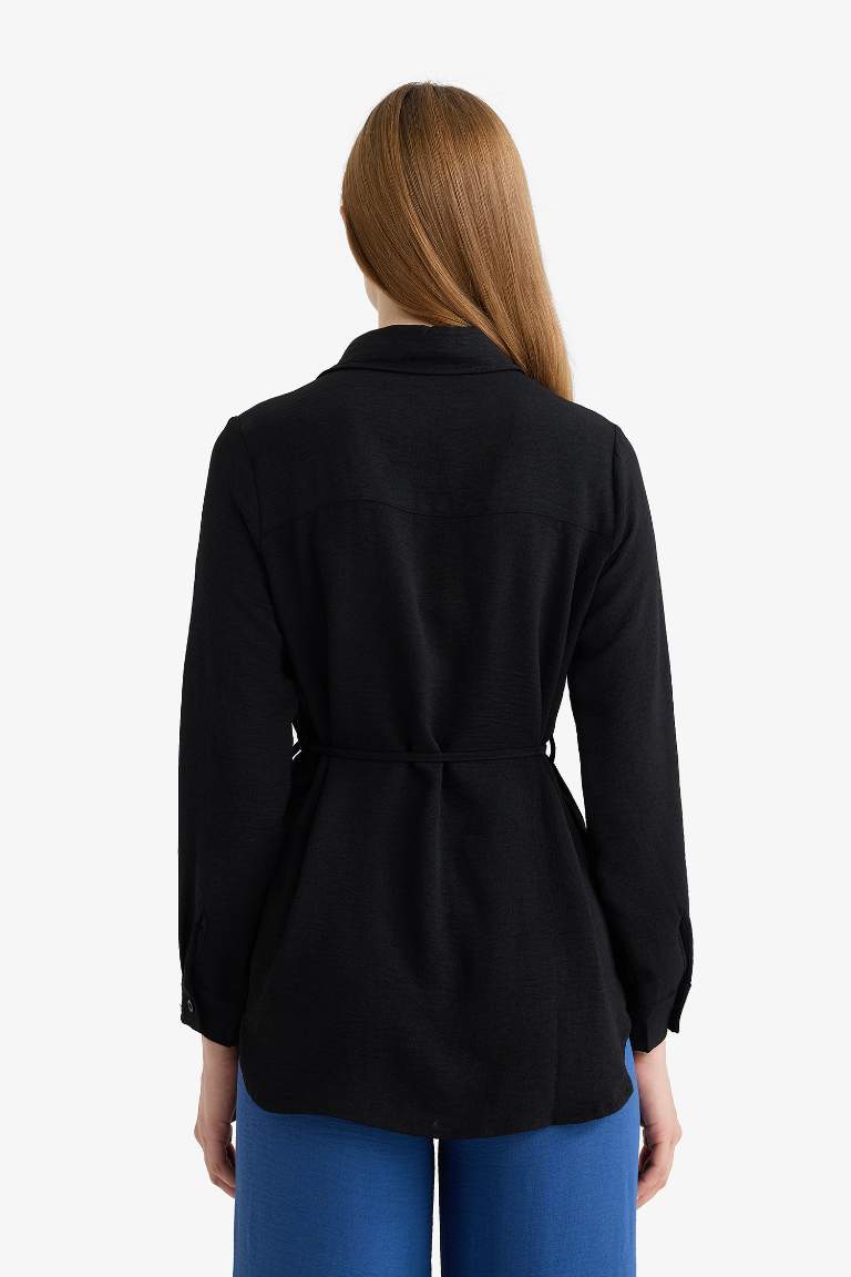 Regular Fit Shirt Collar Long Sleeve Tunic