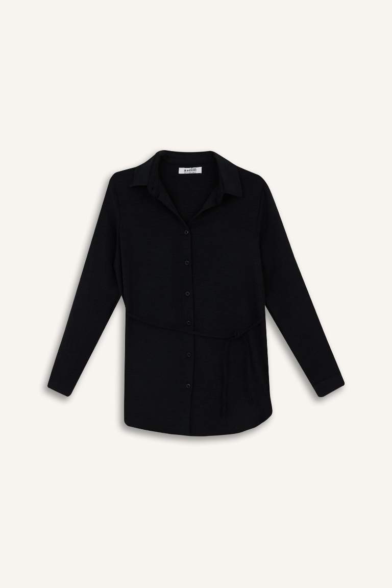 Regular Fit Shirt Collar Long Sleeve Tunic