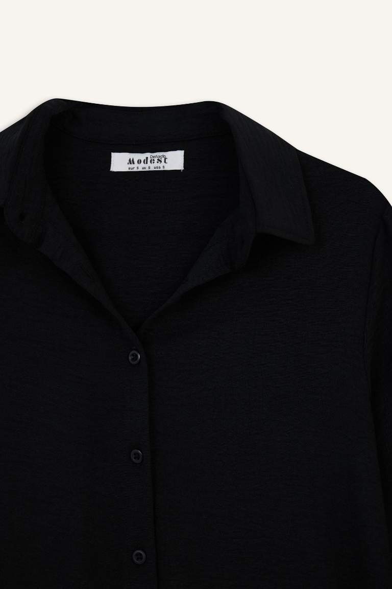 Regular Fit Shirt Collar Long Sleeve Tunic