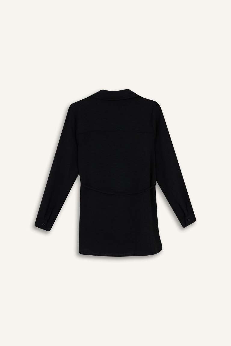 Regular Fit Shirt Collar Long Sleeve Tunic