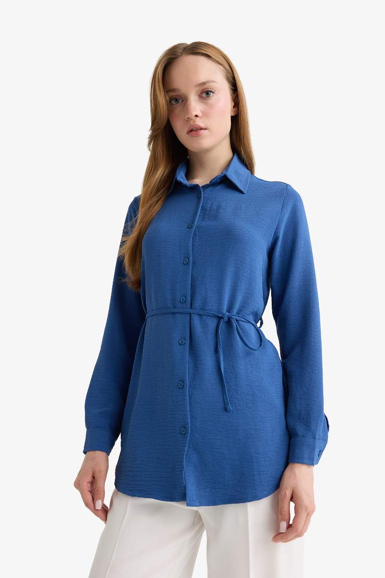 Regular Fit Shirt Collar Long Sleeve Tunic