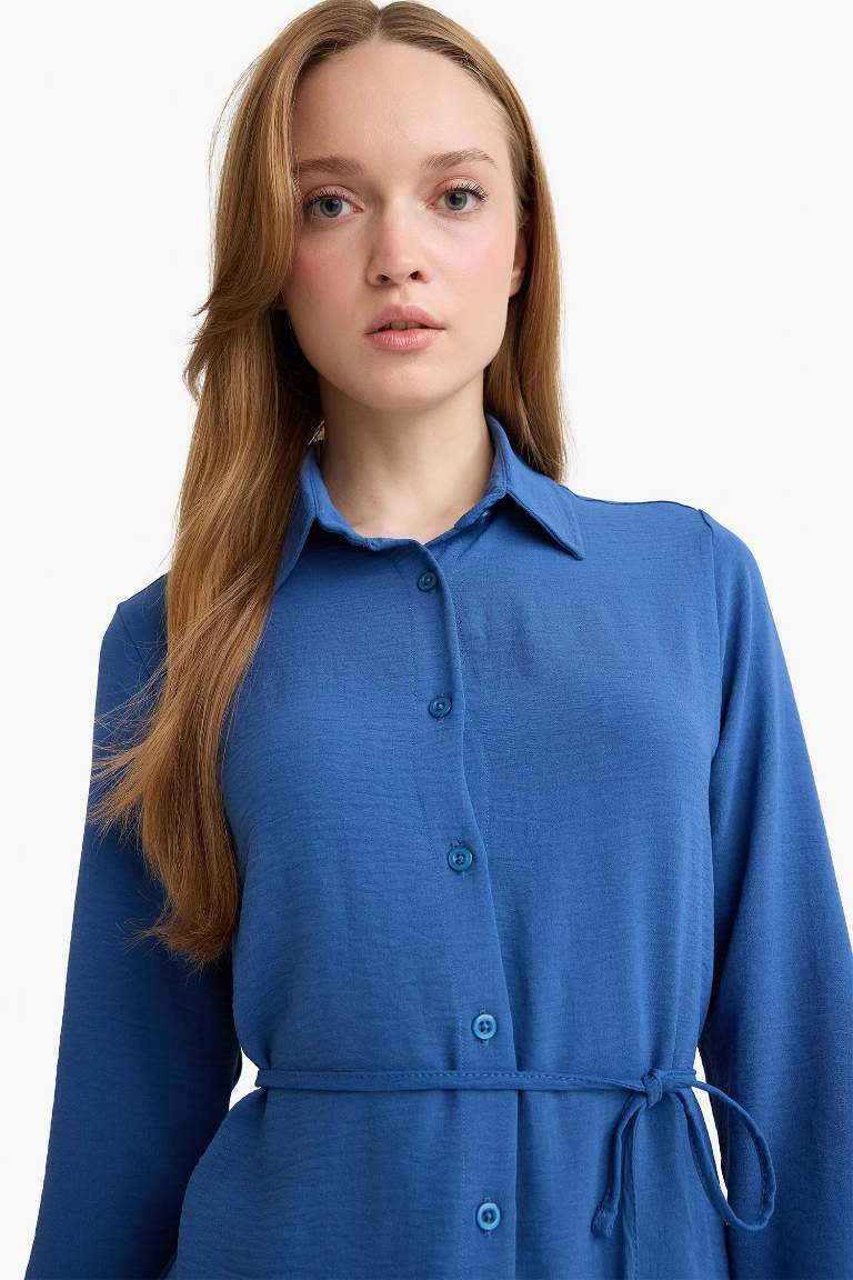 Regular Fit Shirt Collar Long Sleeve Tunic