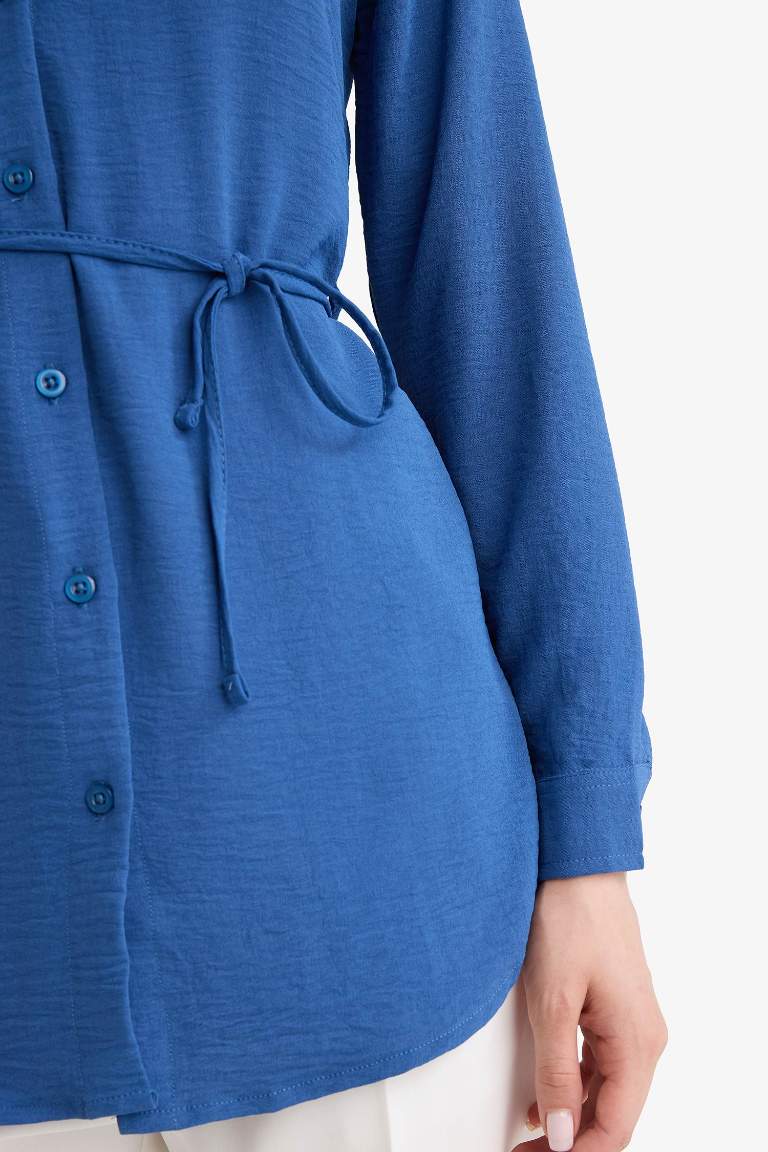 Regular Fit Shirt Collar Long Sleeve Tunic