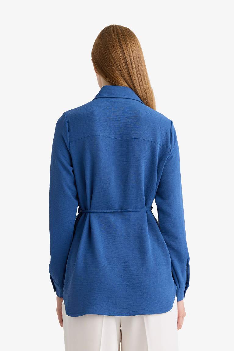 Regular Fit Shirt Collar Long Sleeve Tunic