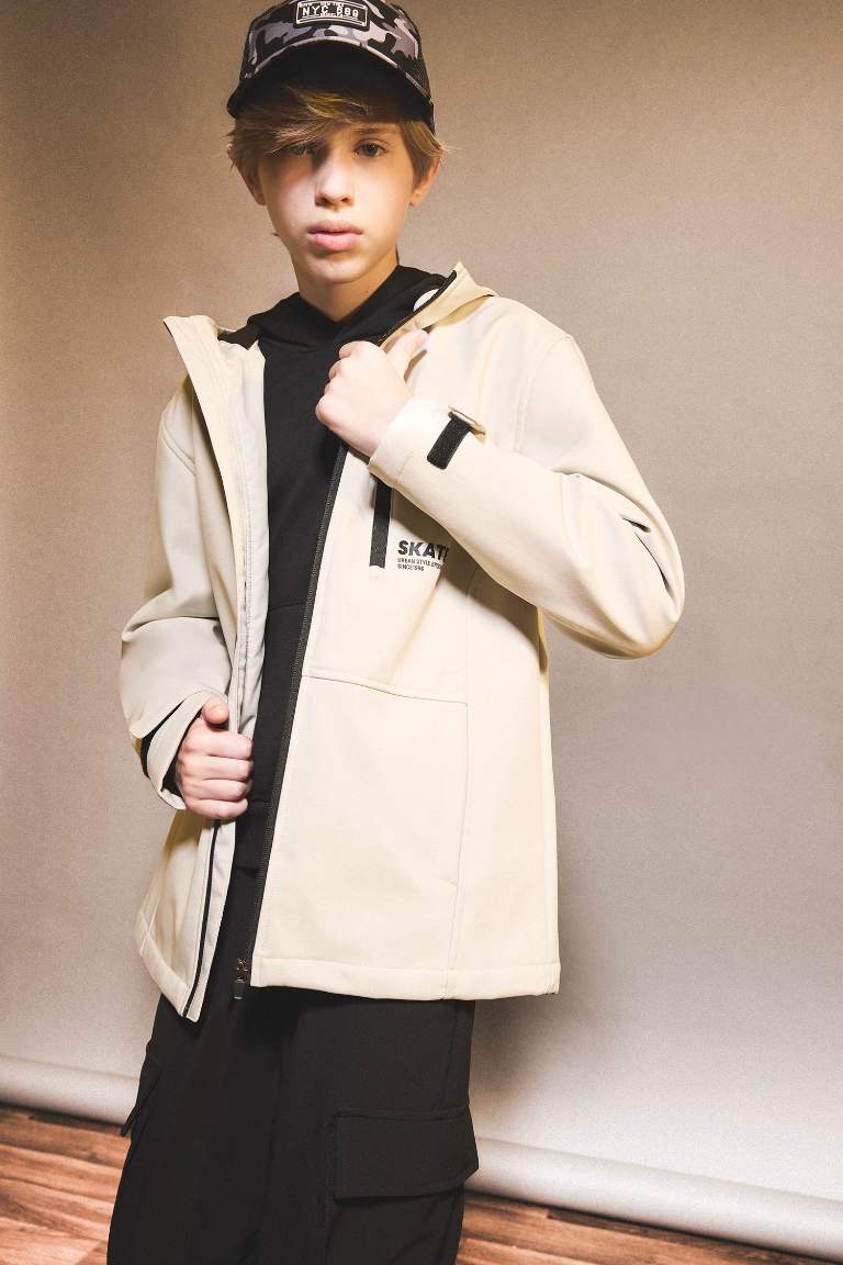 Ұлдарға бас киімді жүннен жасалған астар Жаңбыр Курткасы