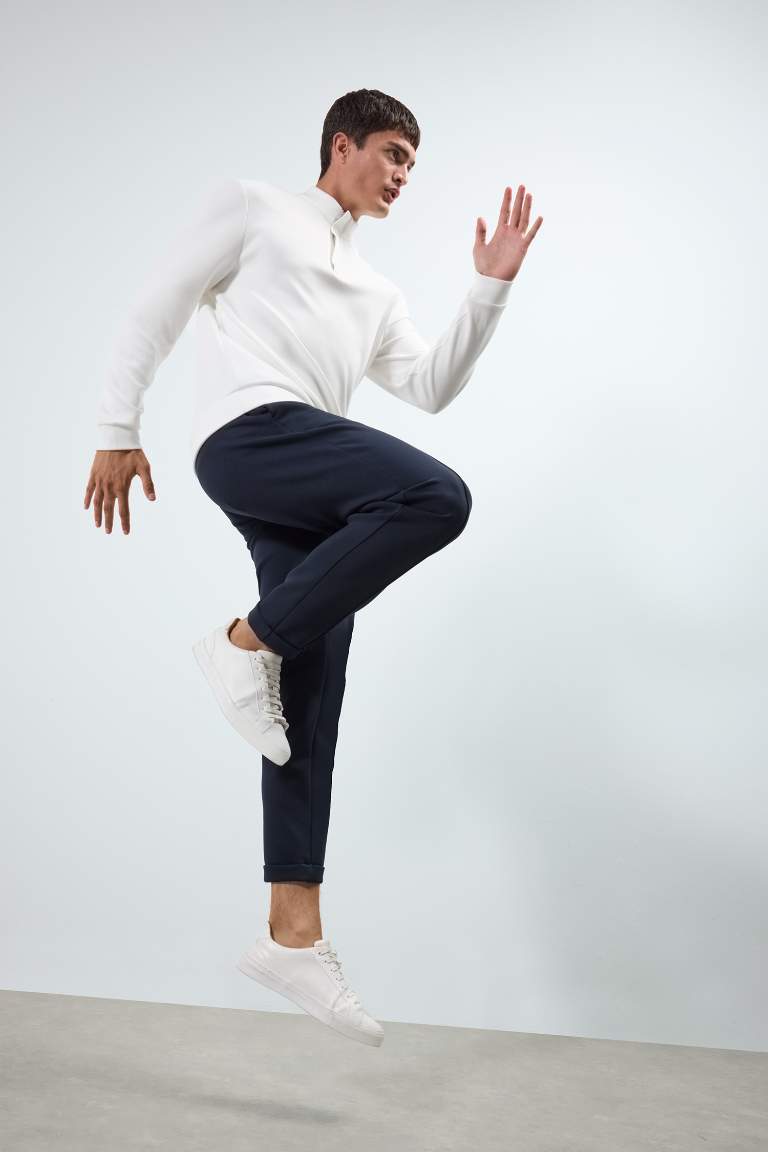 jogger Regular Hem Scuba Fabric Trousers