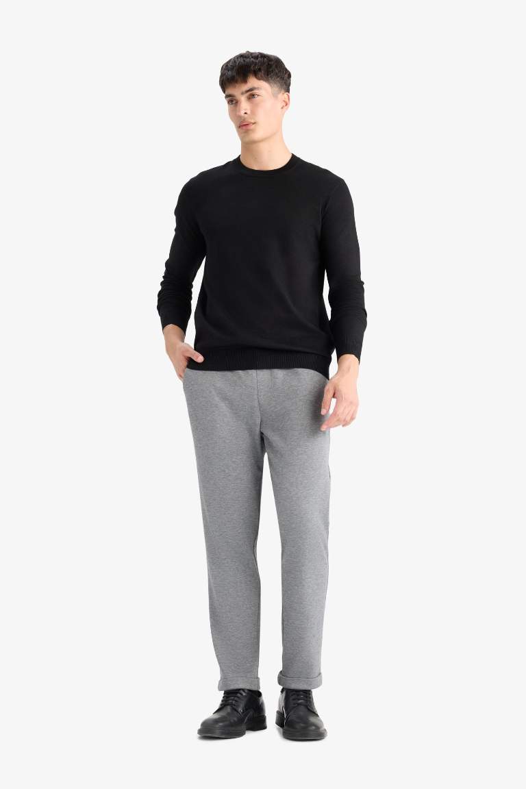 Jogger Fit Crop Elastic Waist Cotton Trousers