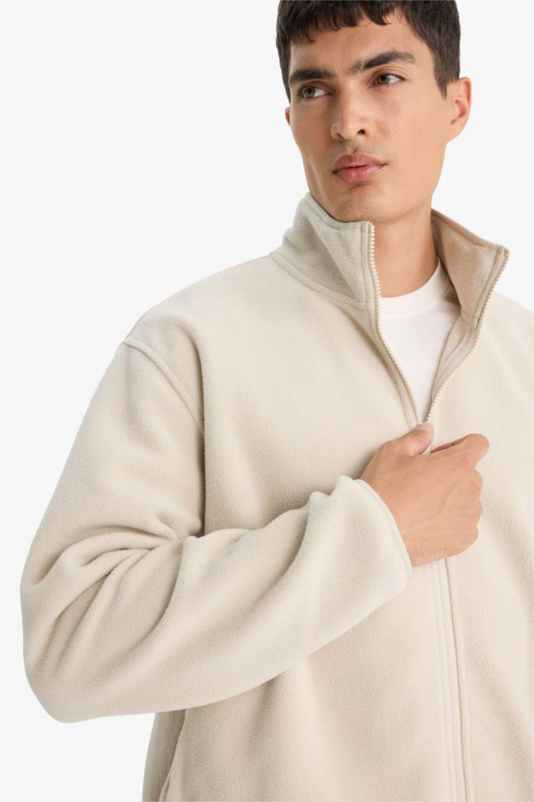 Relax Fit Half Turtleneck fleece Cardigan