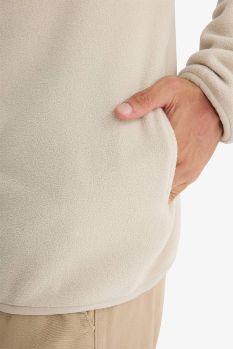 Relax Fit Half Turtleneck fleece Cardigan