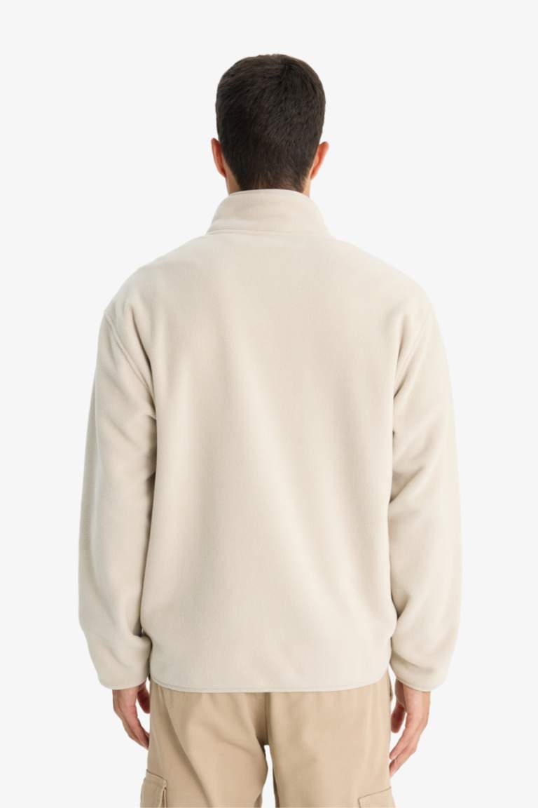Relax Fit Half Turtleneck fleece Cardigan