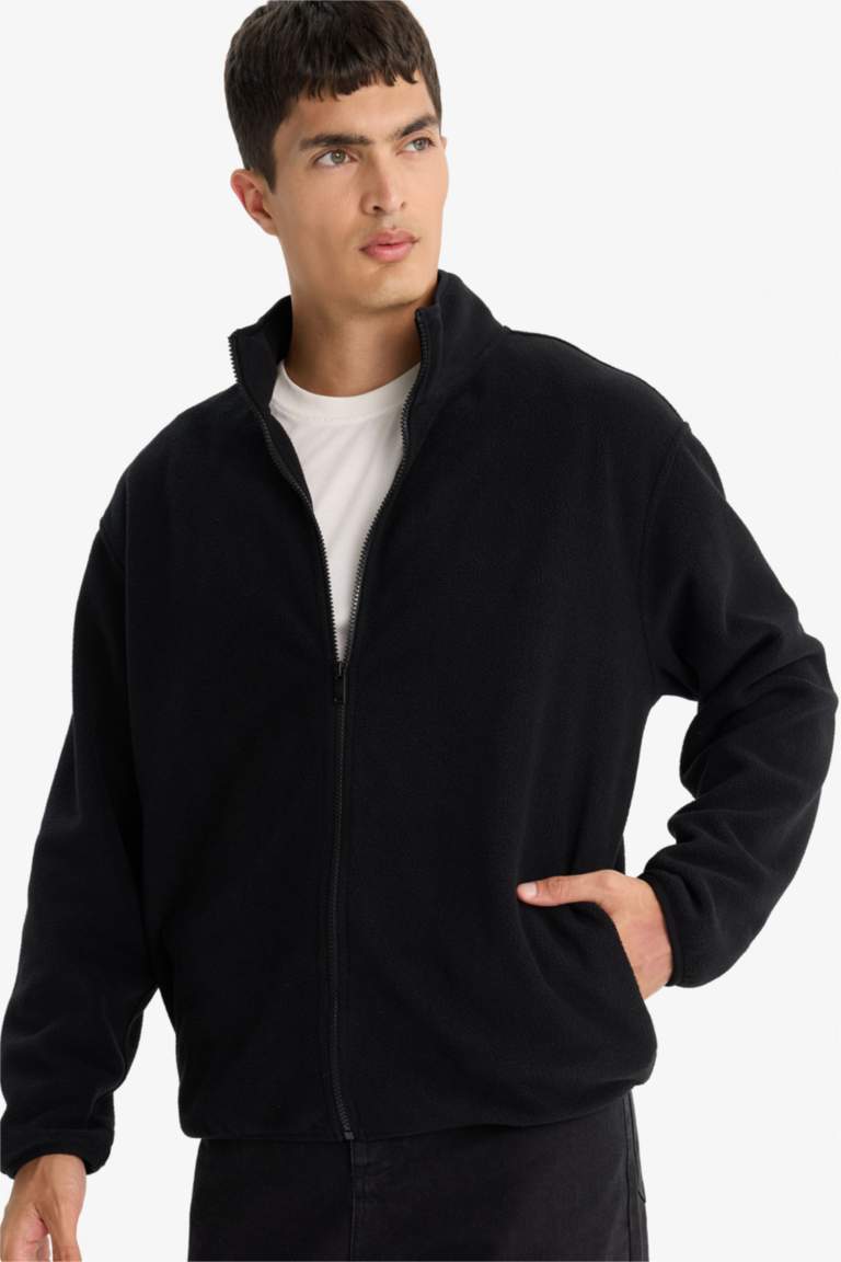 Relax Fit Half Turtleneck fleece Cardigan