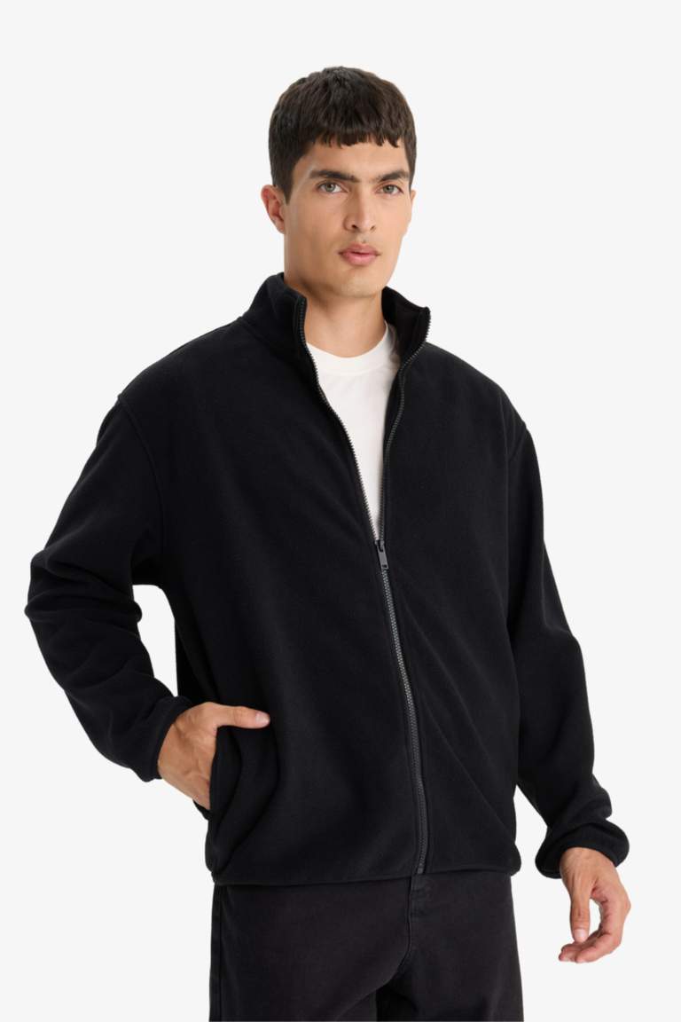 Relax Fit Half Turtleneck fleece Cardigan