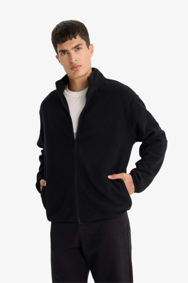 Relax Fit Half Turtleneck fleece Cardigan