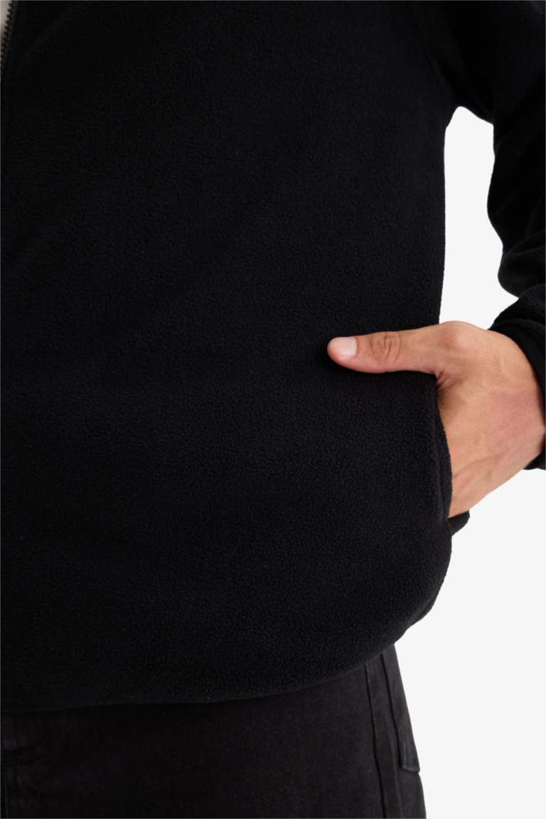 Relax Fit Half Turtleneck fleece Cardigan