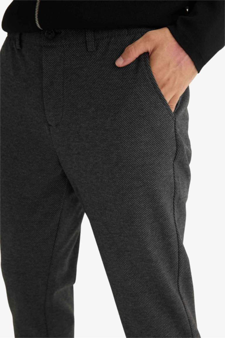 Straight Fit Regular Hem Combed Cotton Trousers