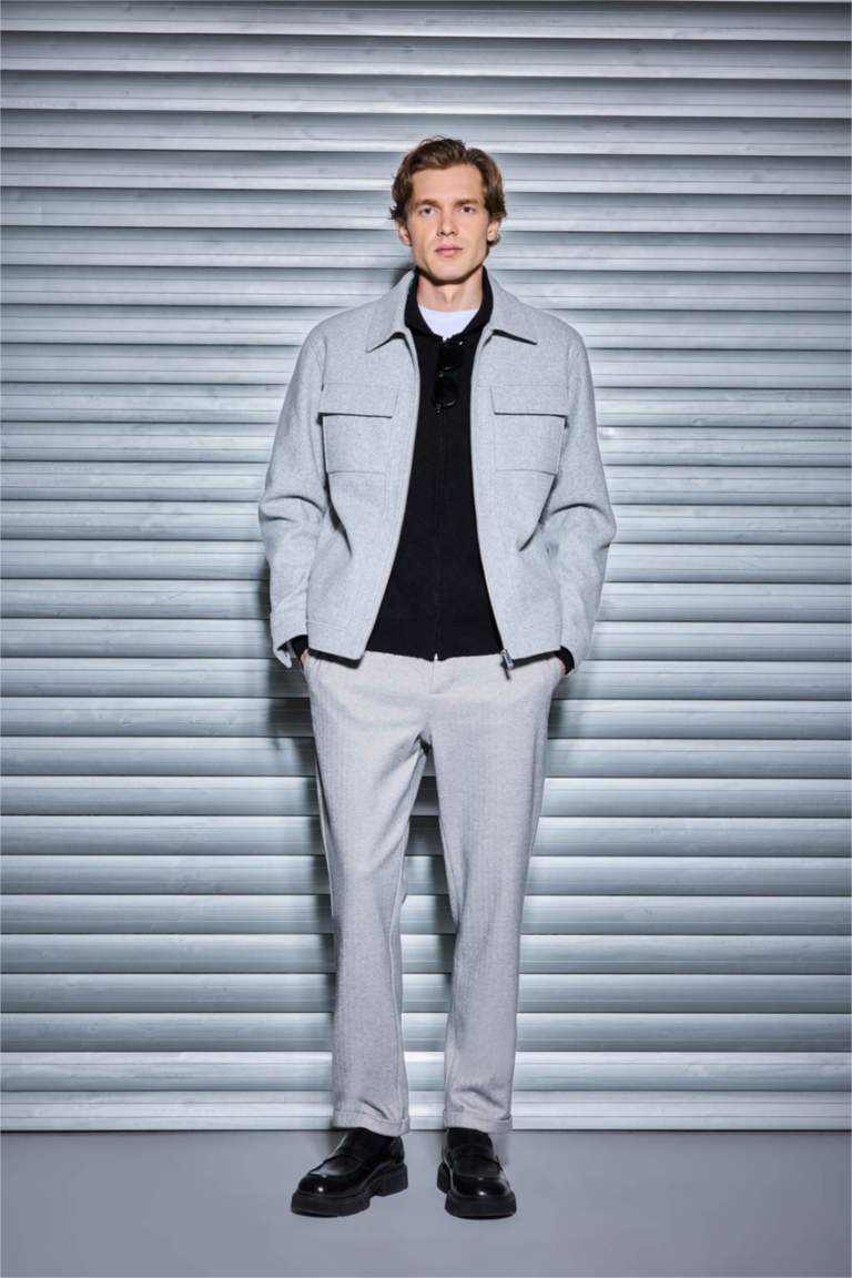 جاكيت سليم فيت بياخة بولو مبطن بجيب