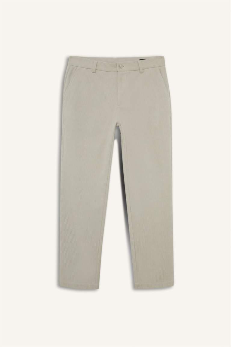 Regular Fit Straight Leg Velvet Trousers