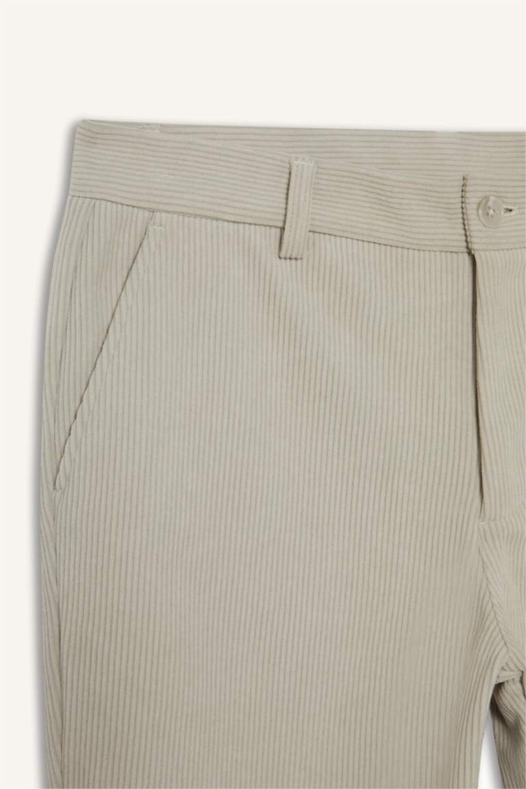 Regular Fit Straight Leg Velvet Trousers