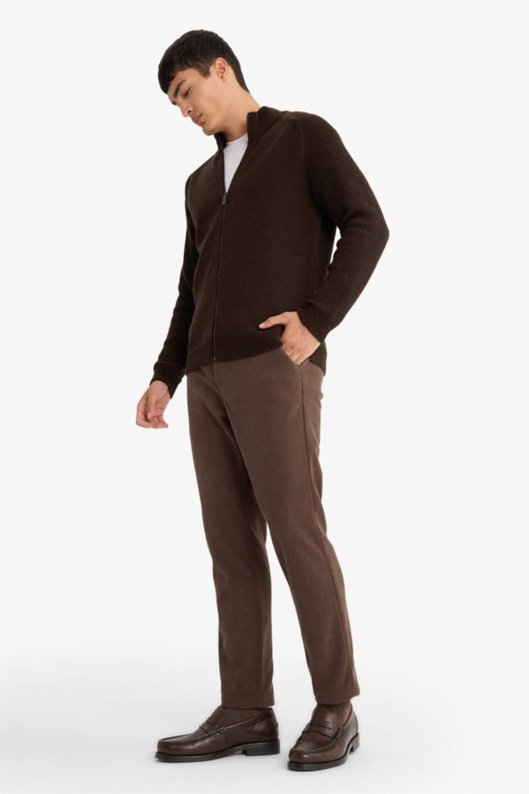 Regular Hem Velvet Trousers