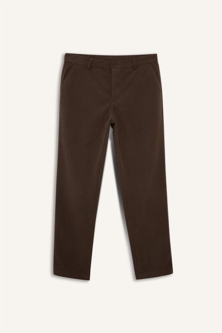 Regular Hem Velvet Trousers