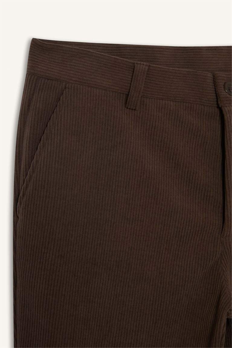 Regular Hem Velvet Trousers