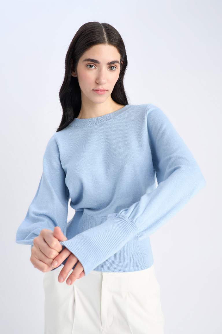 Regular Fit Bisiklet Yaka Basic Düz Triko Kazak