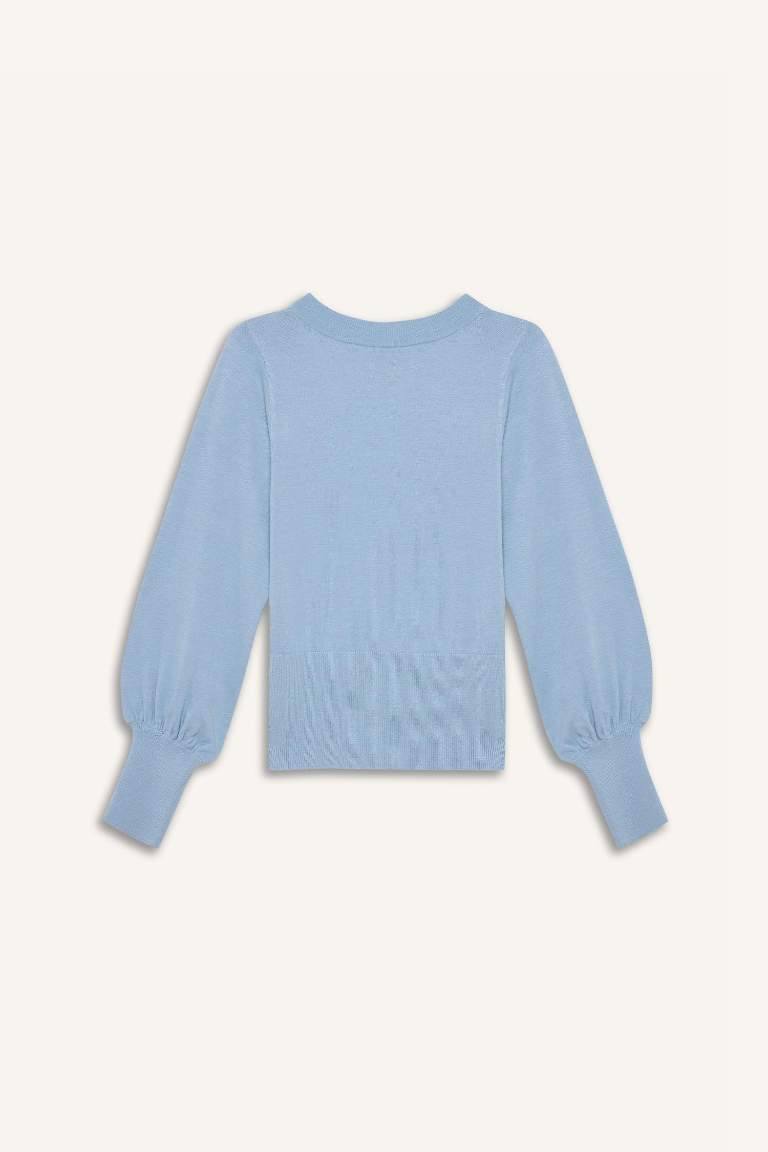 Regular Fit Bisiklet Yaka Basic Düz Triko Kazak