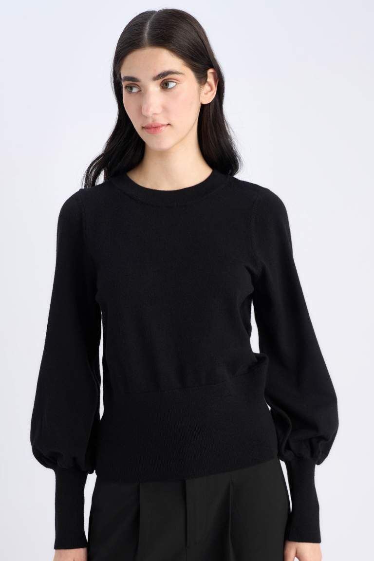 Regular Fit Bisiklet Yaka Basic Düz Triko Kazak