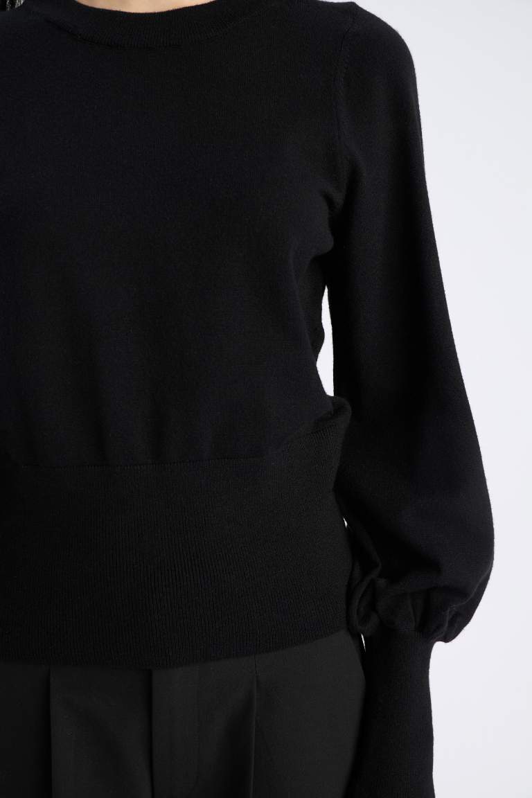 Regular Fit Bisiklet Yaka Basic Düz Triko Kazak