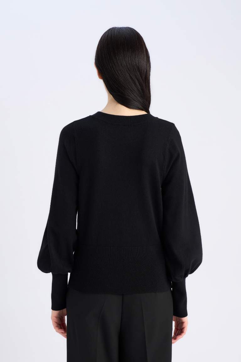 Regular Fit Bisiklet Yaka Basic Düz Triko Kazak