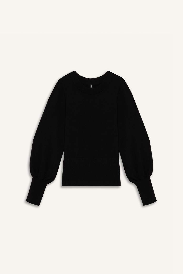 Regular Fit Bisiklet Yaka Basic Düz Triko Kazak