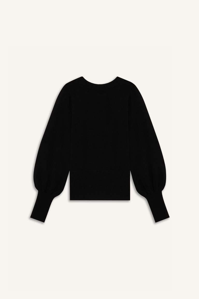 Regular Fit Bisiklet Yaka Basic Düz Triko Kazak