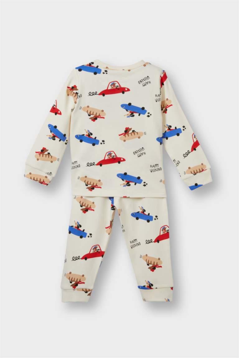Baby Boy Vehicle Printed Long Sleeve 2 Piece Pajama Set