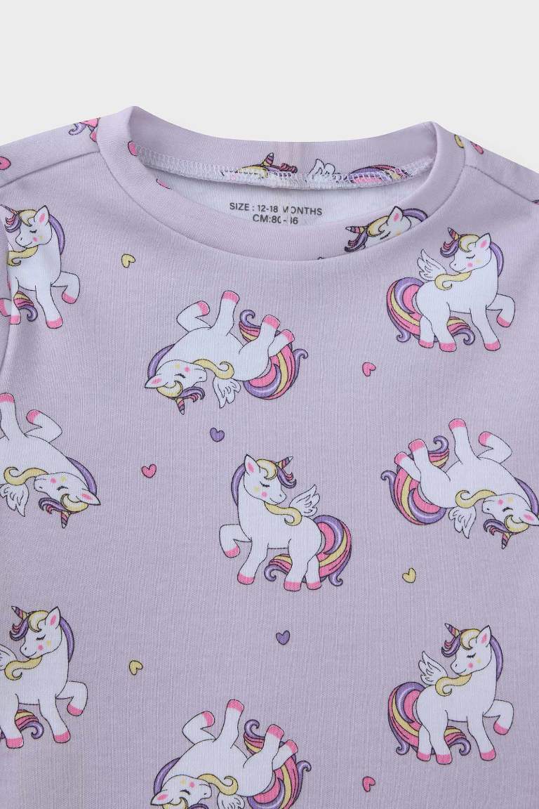 Baby Girl Unicorn Printed Top Bottom 2 Piece Pajama Set