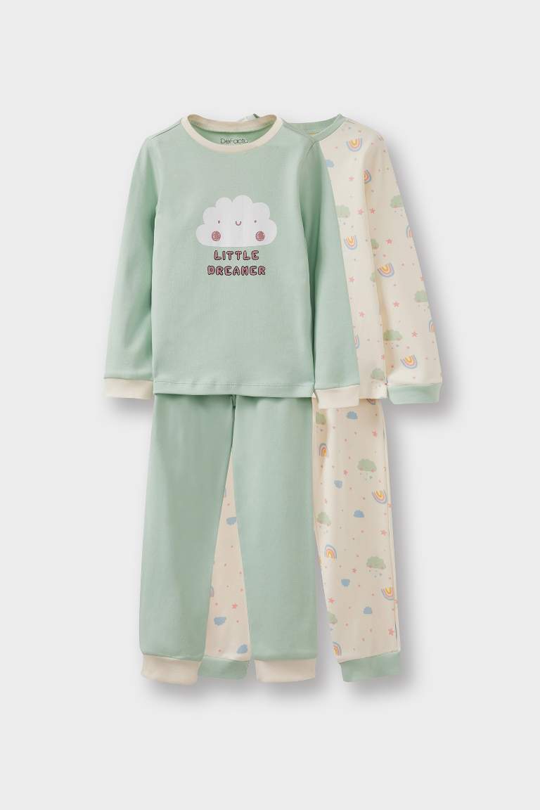 Baby Girl Printed Top Bottoms 4 Piece Pajama Set