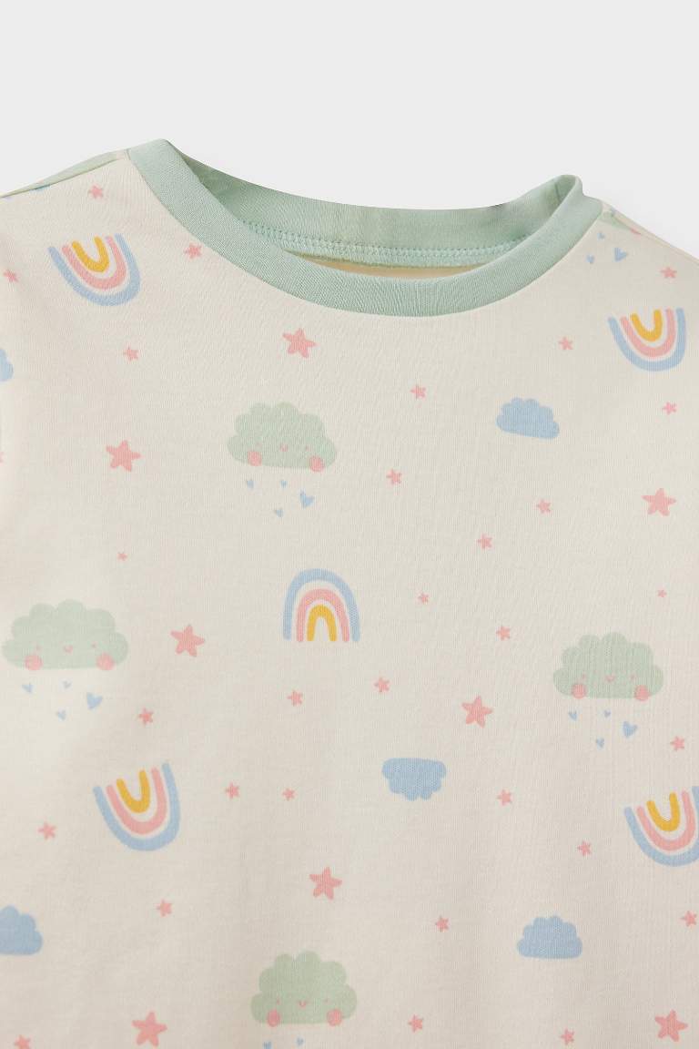 Baby Girl Printed Top Bottoms 4 Piece Pajama Set