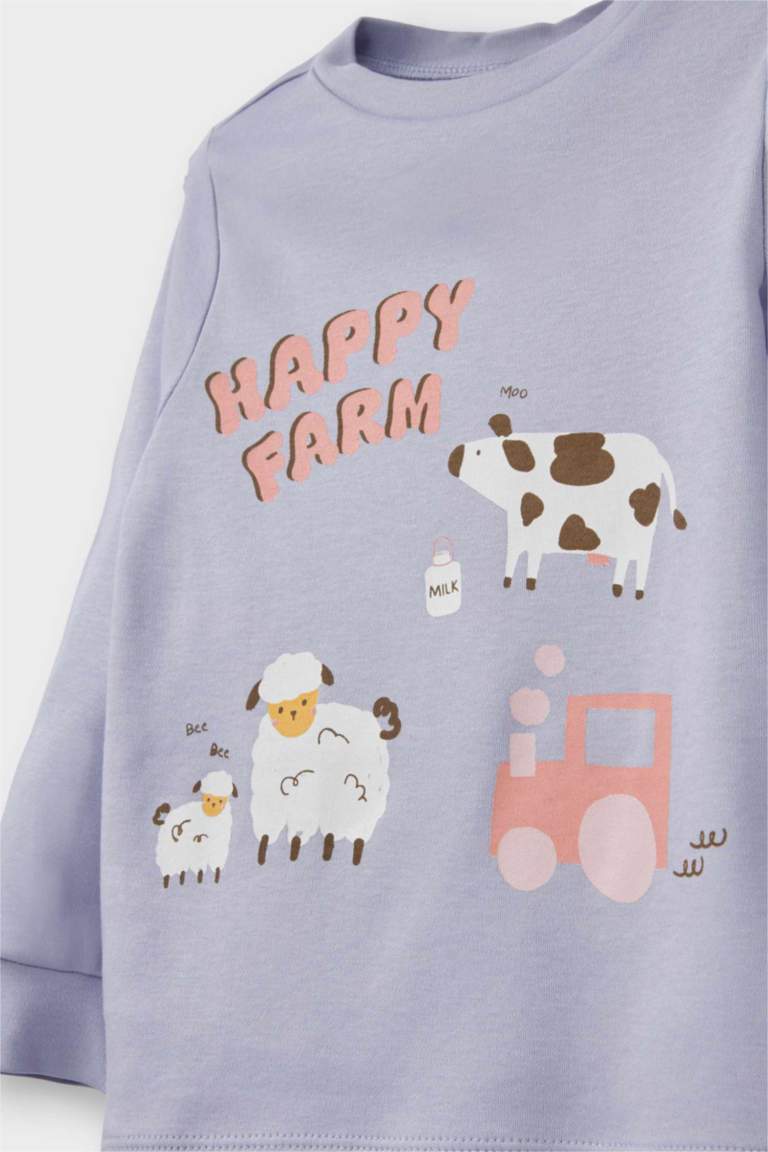 Kız Bebek 4'lü Pijama Takımı Uzun Kollu Üst Uzun Alt