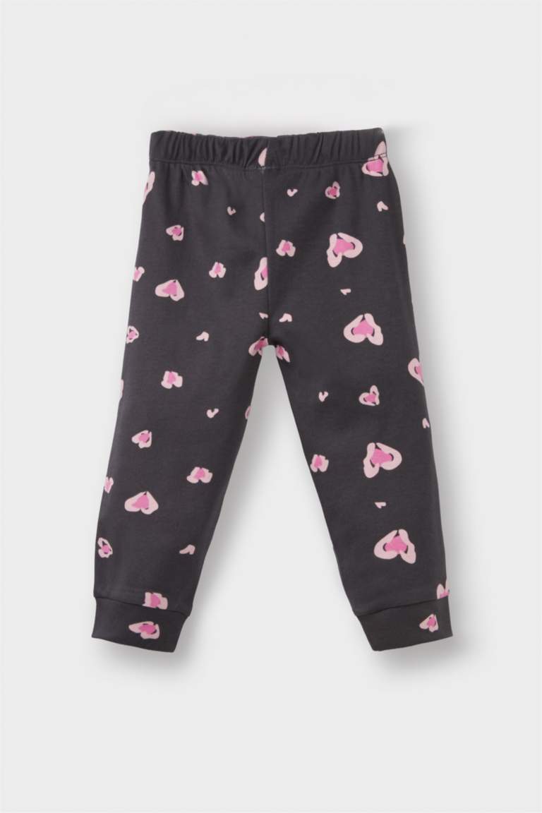 Baby Girl Heart Patterned Long Sleeve 2 Piece Pajama Set