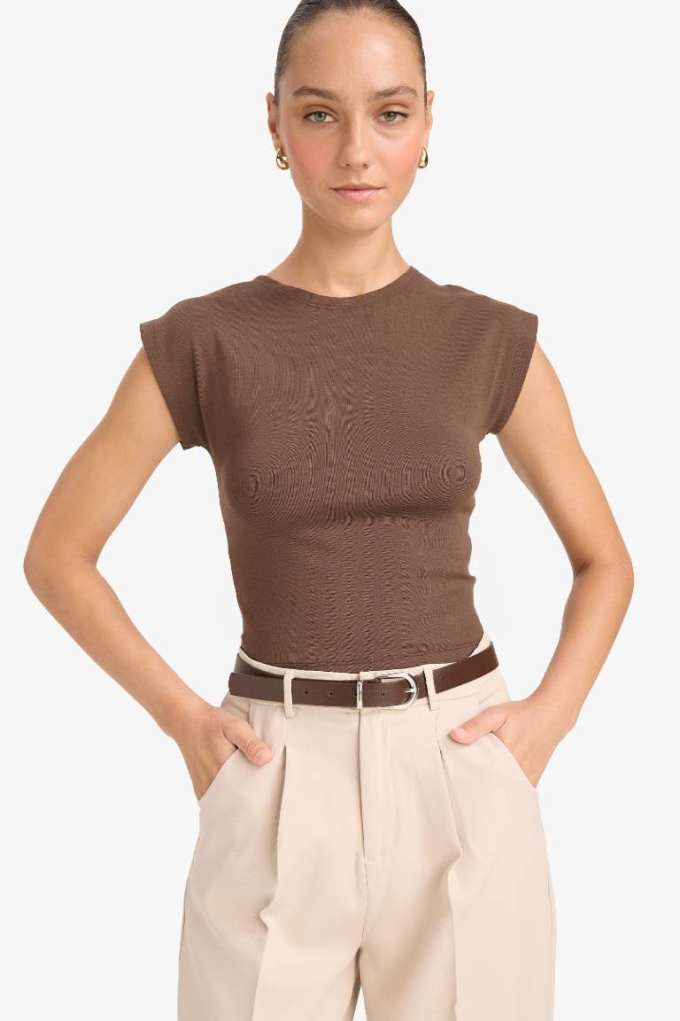 Slim Fit Crew Neck Basic Modal Short Sleeve T-Shirt