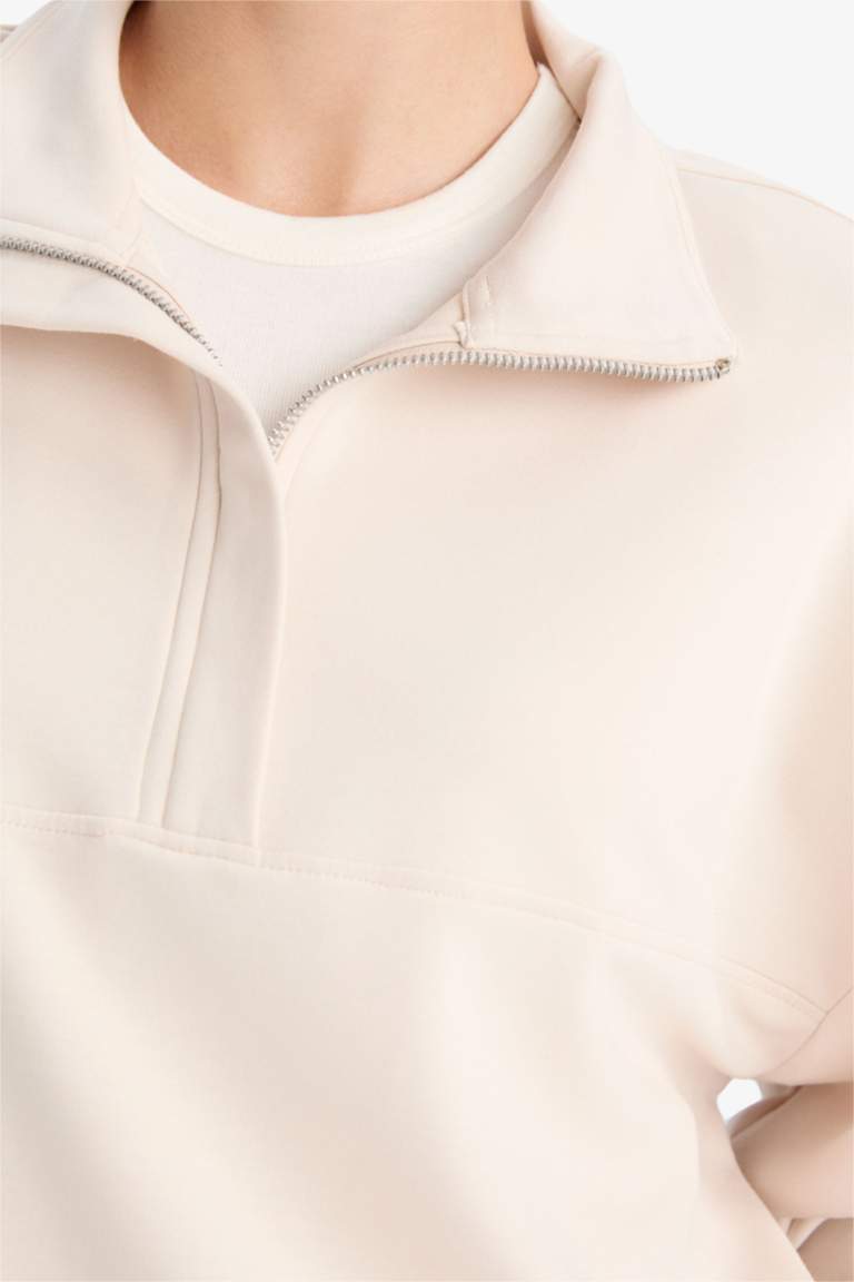 Relax Fit Yarım Balıkçı Yaka Modal Sweatshirt