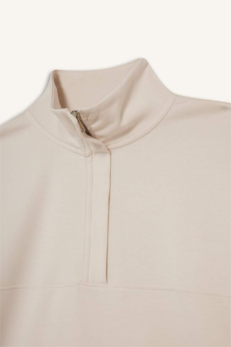 Relax Fit Yarım Balıkçı Yaka Modal Sweatshirt