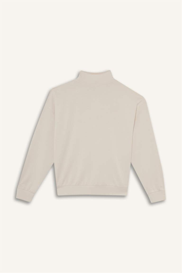 Relax Fit Yarım Balıkçı Yaka Modal Sweatshirt