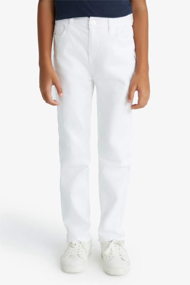 Boy Standard Leg Gabardine White Trousers