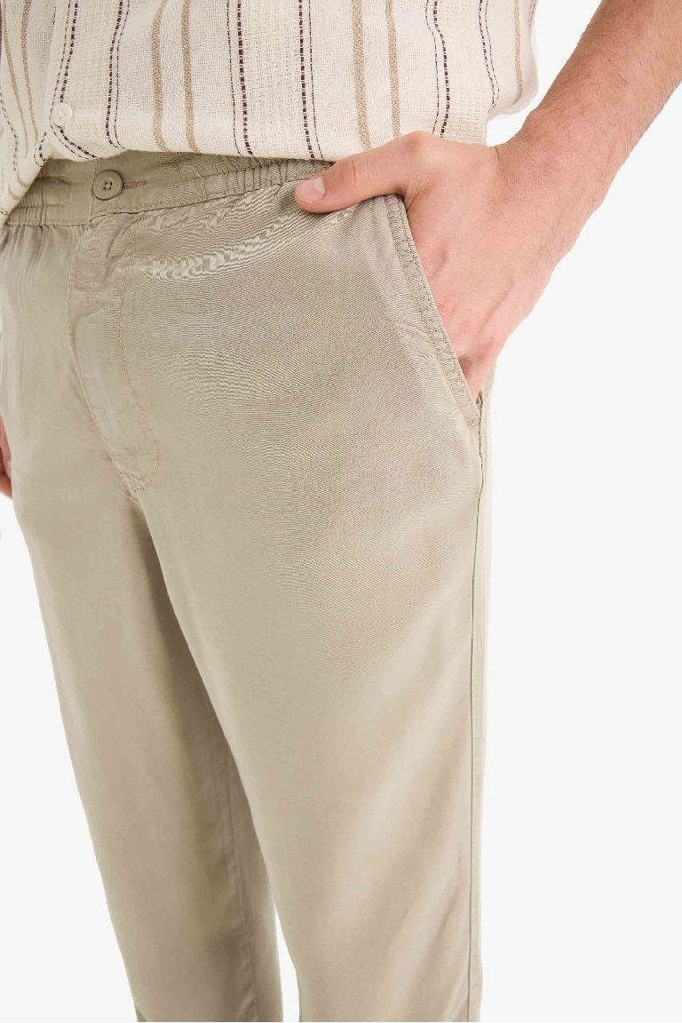 Bol Rahat Kesim Wide Leg Üç Cepli Geniş Paça Yazlık Tensel Pantolon